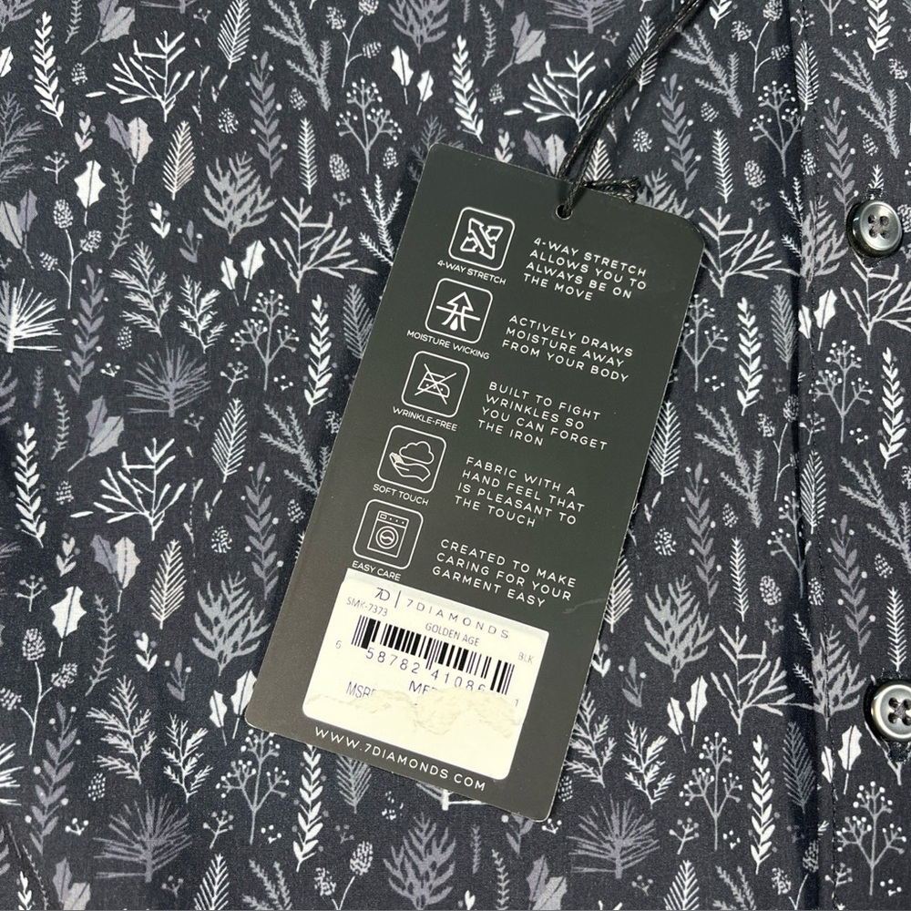7 Diamonds Men's Black and White Patterned Button-Down Shirt - Picture 9 of 16
